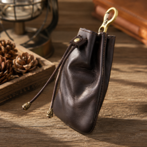Leather Drawstring Coin Pouch